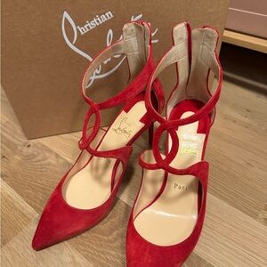 Christian Louboutin Vibrant Red Suede Heels